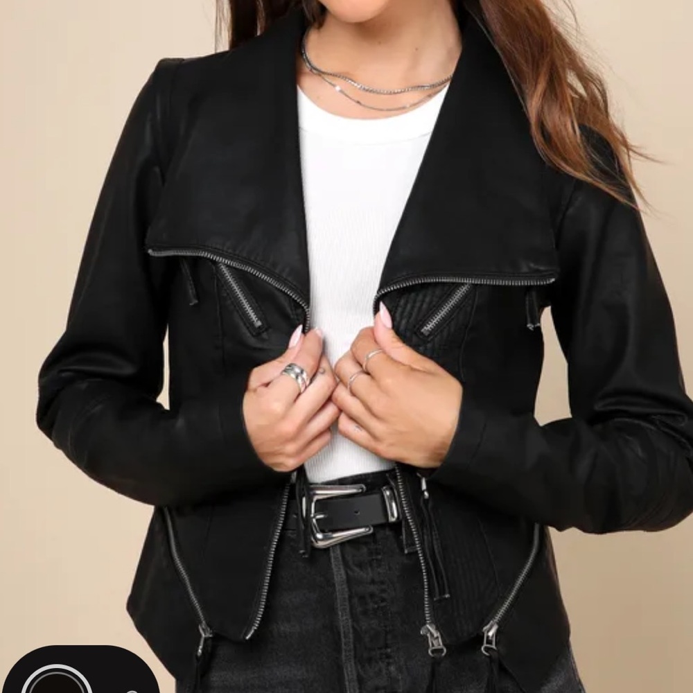 Lulu’s Vegan Leather Black Leather Jacket Size Small